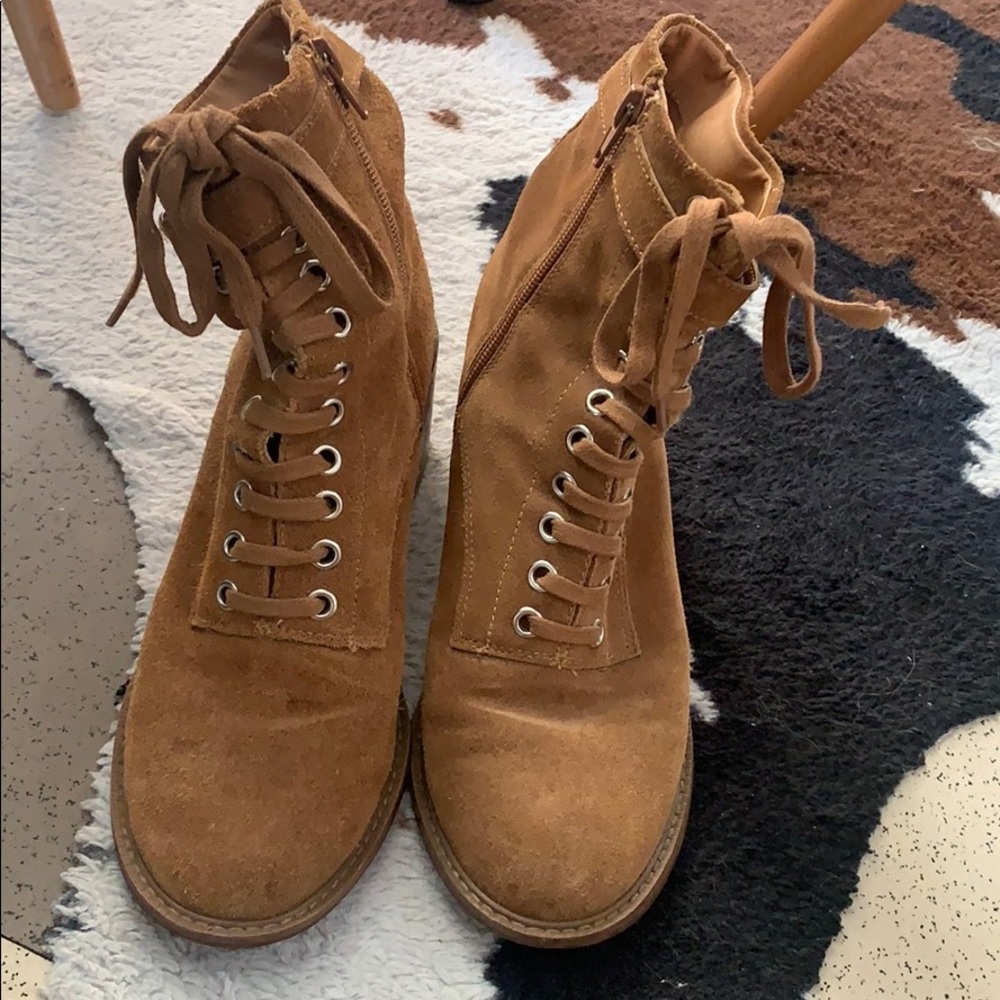 Brown suede booties